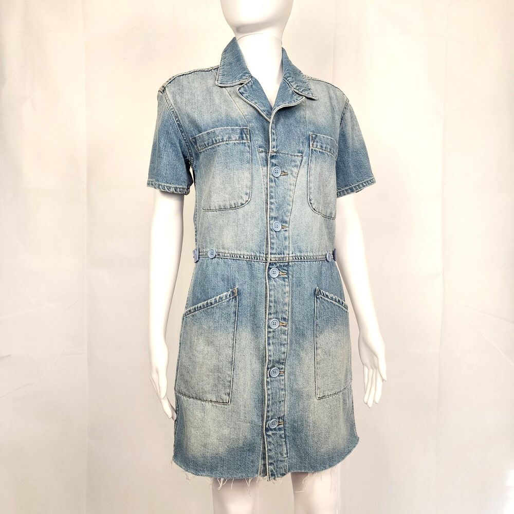 Pistola Clara Field Suit Denim Mini Shirt Dress Button Collar Size XS NWT